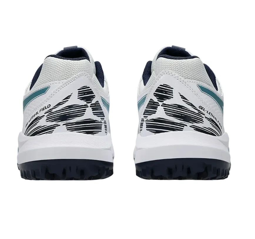 Asics Gel-Lethal Field 2 Cricket Shoes White/Athlantis Blue - Image 4