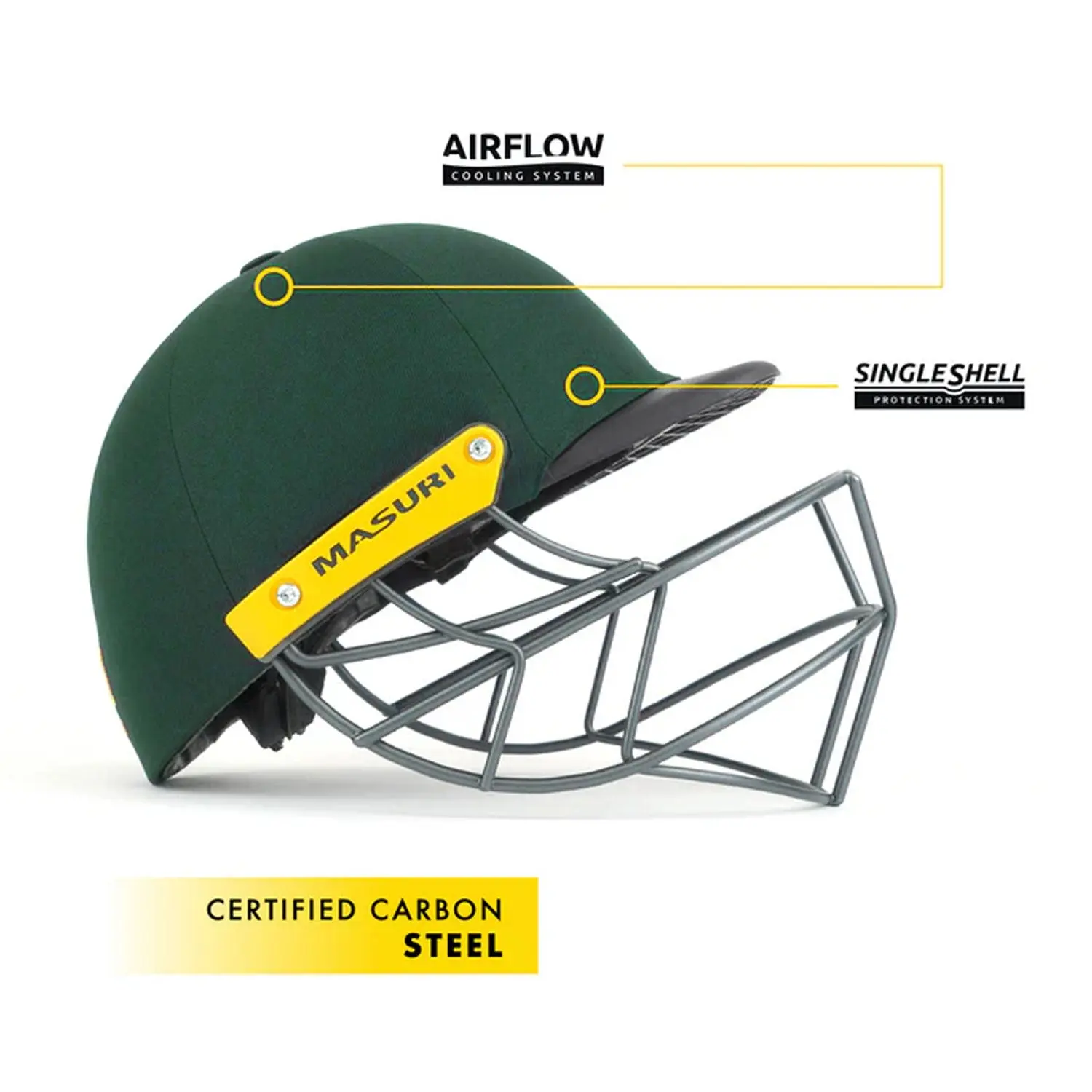 Masuri C Line Plus Steel Cricket Helmet Green - Image 5