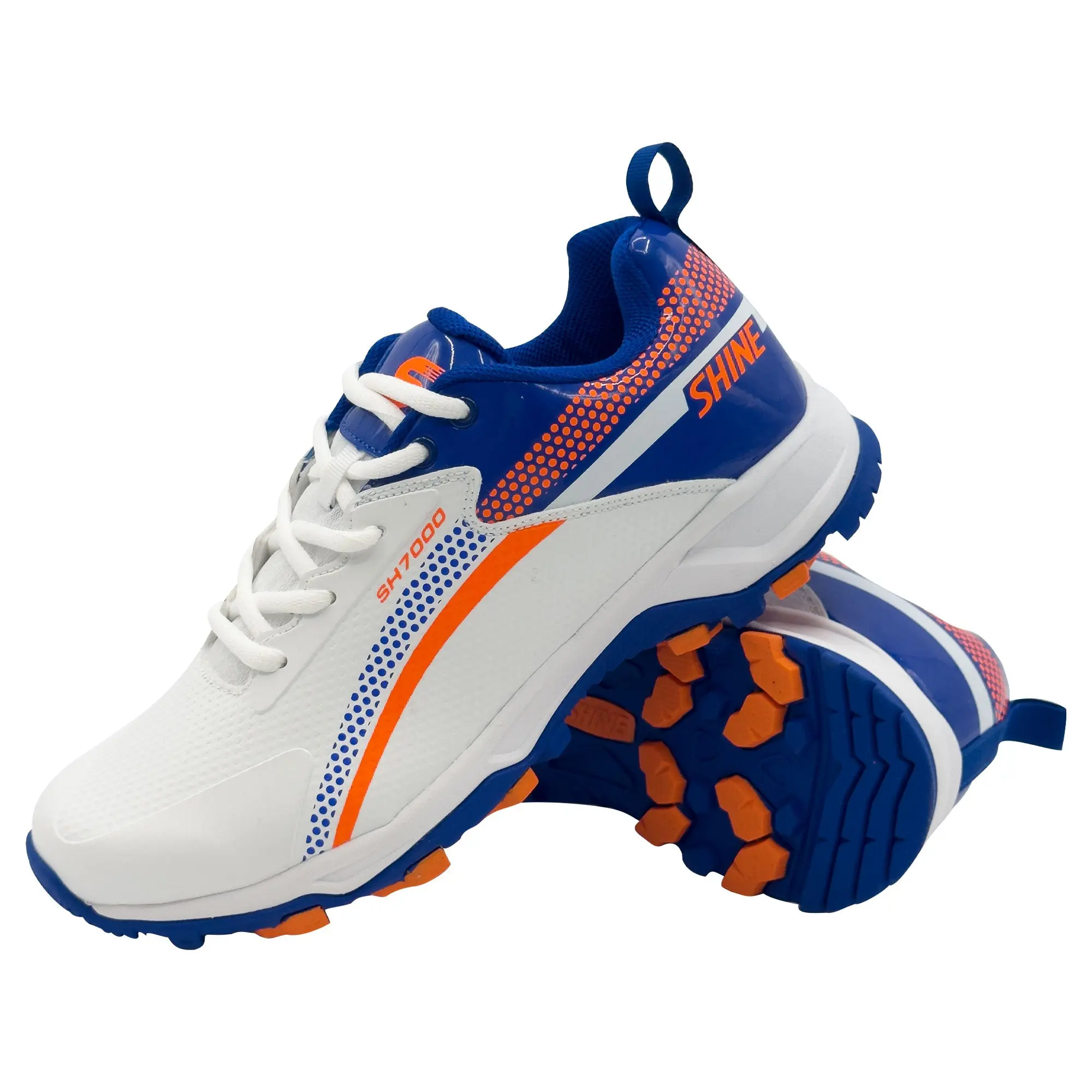 Shine New Edition 7000 Cricket Shoes (Orange & Blue)