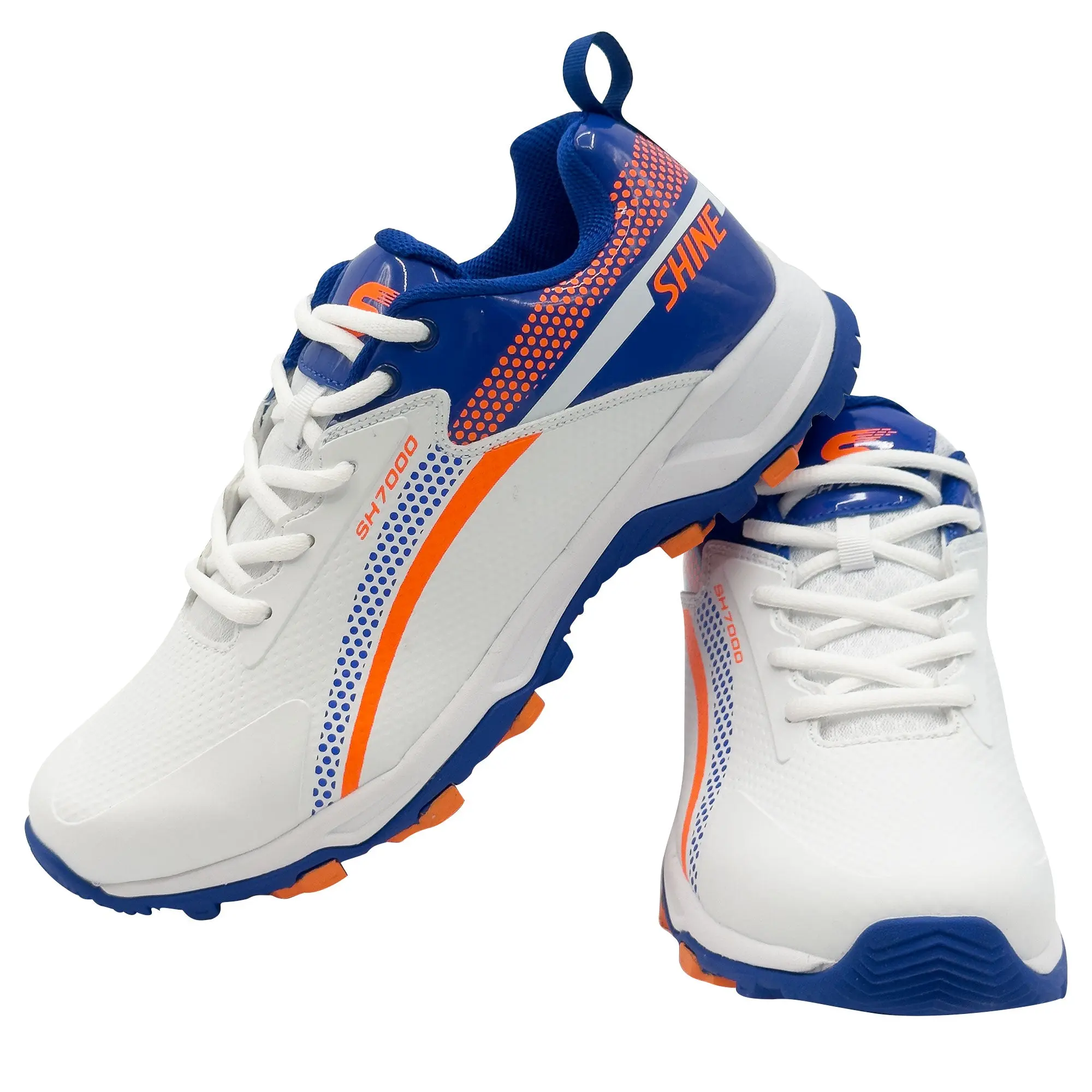 Shine New Edition 7000 Cricket Shoes (Orange & Blue) - Image 2